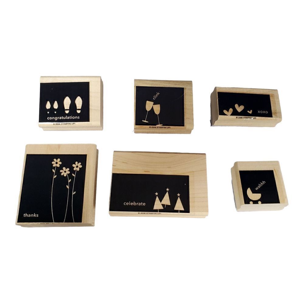 Stampin Up In Any Event Silhouette Wood Mount Rubber Stamps Set of 6 Holidays